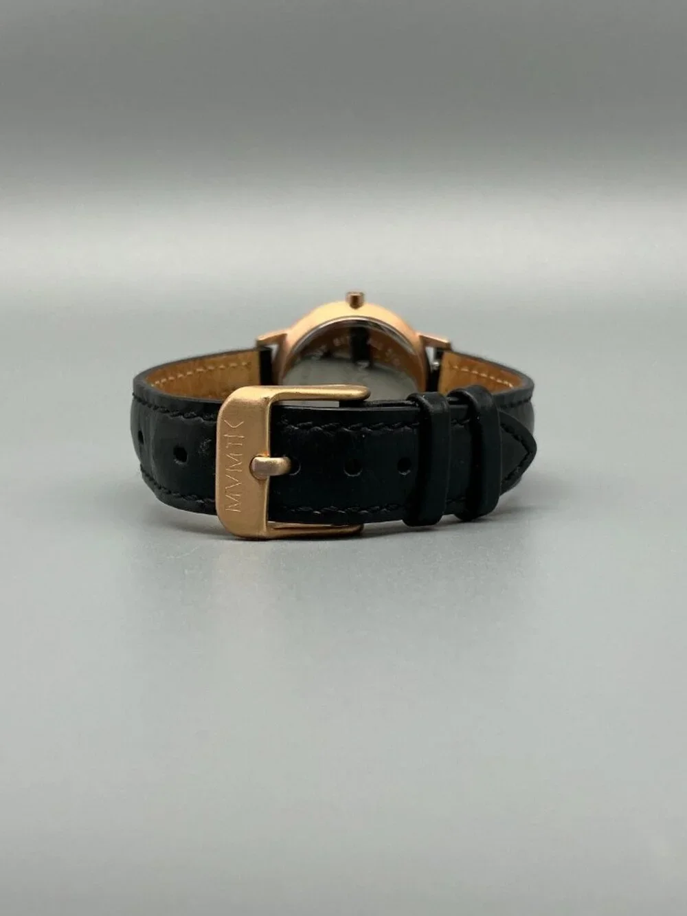 MVMT Madison Avenue Womens Watch 28mm Gold Tone Black Leather Band New Battery